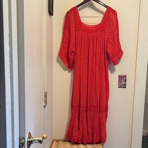 Vintage tomato red cotton sun dress